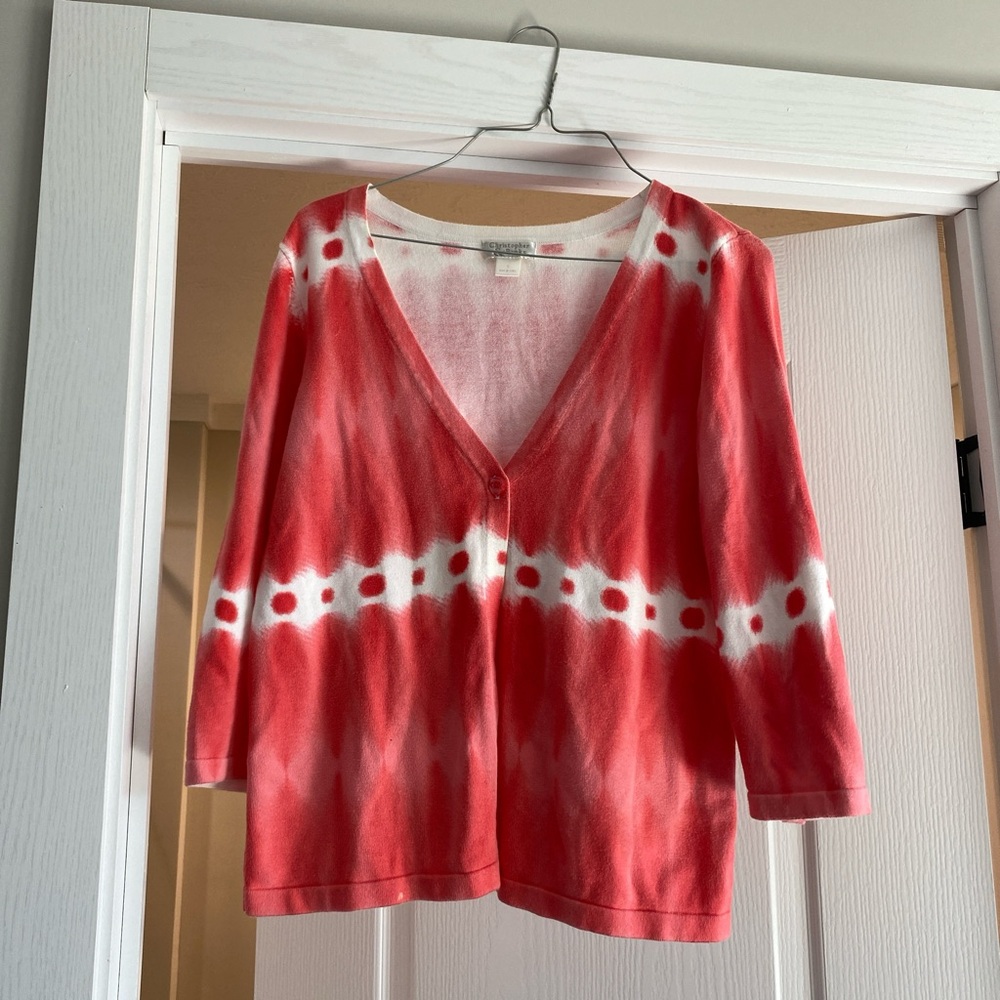 Christopher & Banks Red and White Cardigan